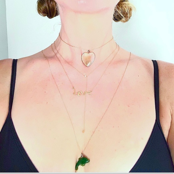 🌹Vintage Solid 14k stamped Rose Bud LOVE Necklace🌹Substantial size lettering🌹 - Picture 3 of 10